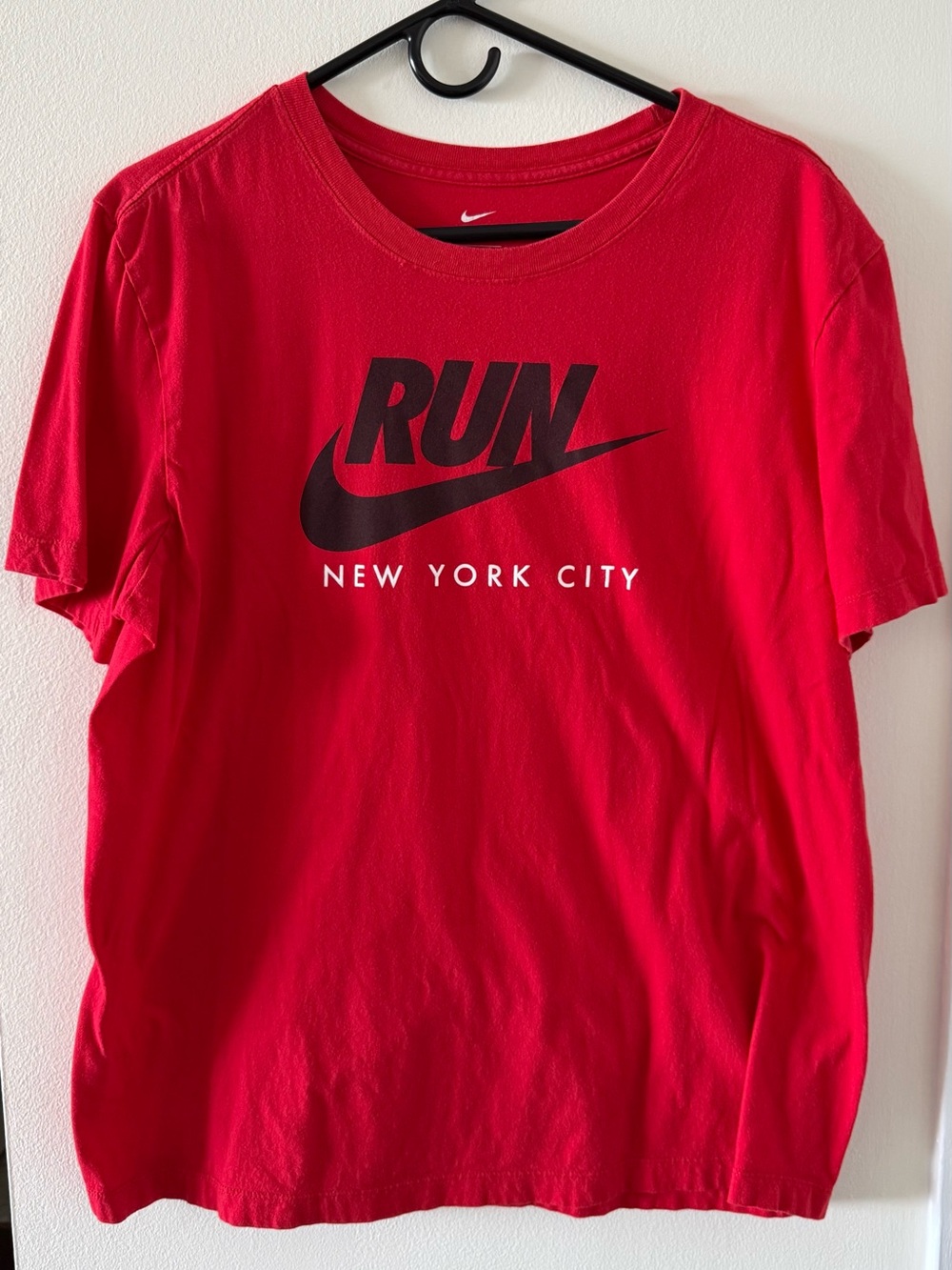 Nike Men’s Red RUN New York City Tee with Black Logo